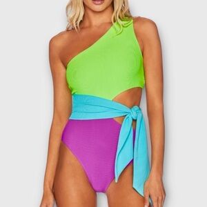 NWOT Beach Riot Carlie One Piece in Cool Fluorescents